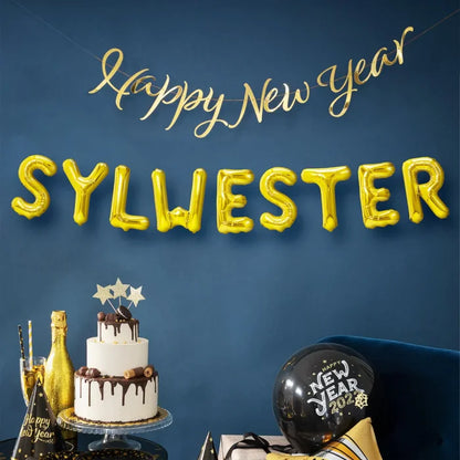 Balony foliowe napis „SYLWESTER” – złote 40 cm 9 liter - Balloons