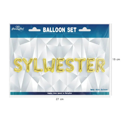 Balony foliowe napis „SYLWESTER” – złote 40 cm 9 liter - Balloons