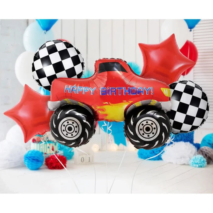 Balony foliowe - zestaw Monster Truck, Happy Birthday, 5 szt.