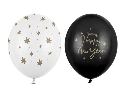 Balony „Happy New Year” – 30 cm mix wzorów 50 szt.