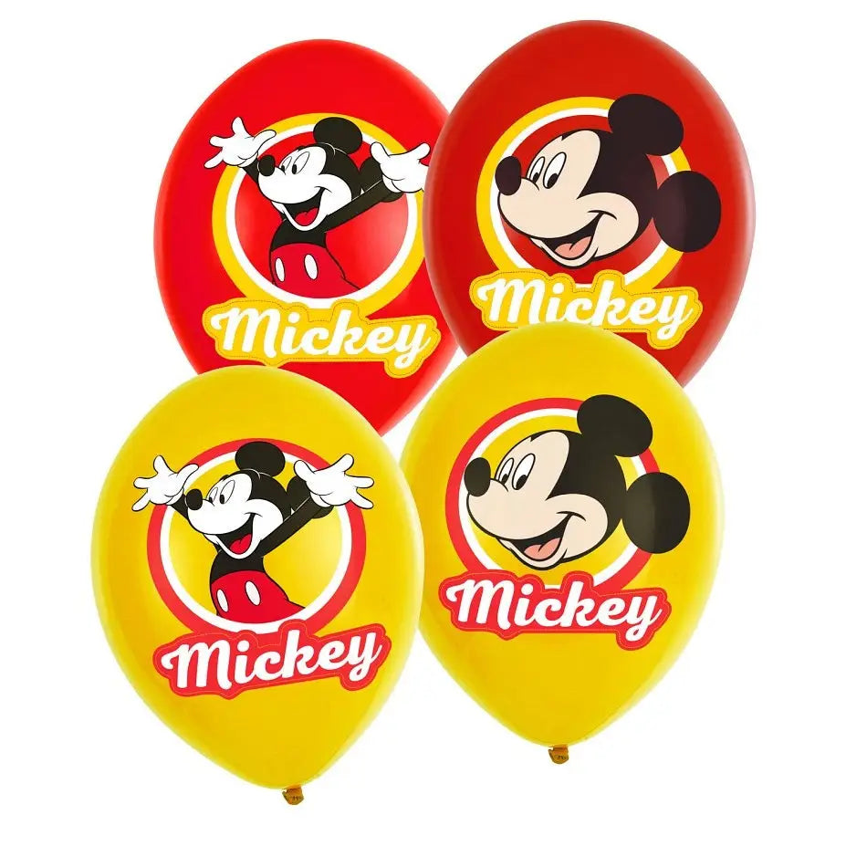 Balony Lateksowe 11" "Mickey Mouse", 6 szt. Czerwono-Żółte