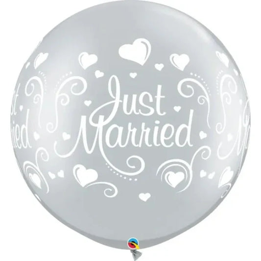 Balony Lateksowe 30" Qualatex "Just Married" Serca, 80 cm, 2 szt.