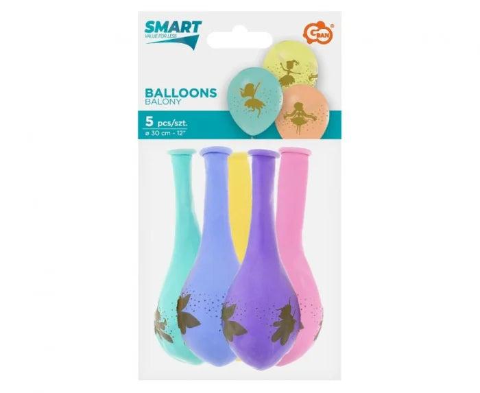 Balony lateksowe z nadrukiem wróżek 12’’ 5 szt.