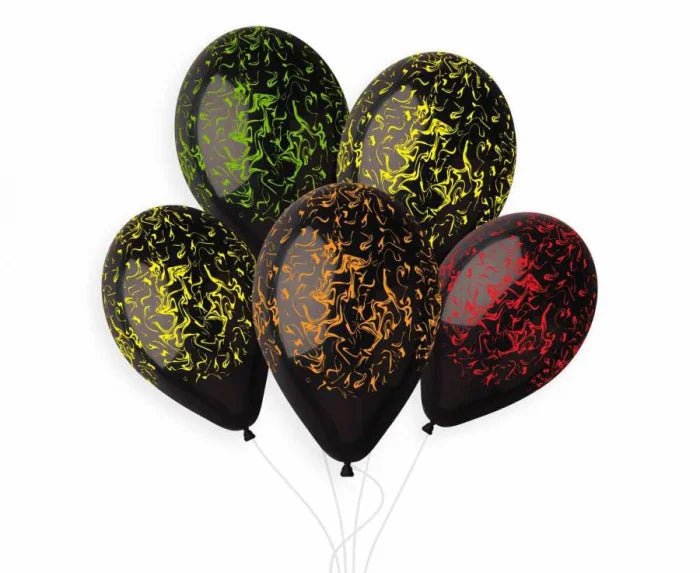 Balony Marble czarne – 33 cm 5 szt. Gemar - Balloons