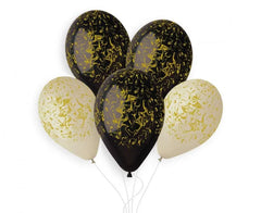 Balony Marble czarne i latte – 33 cm 5 szt. Gemar - Balloons