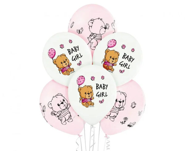 Balony na Baby Shower dla Dziewczynki – 12’’ (30 cm) 6 szt.
