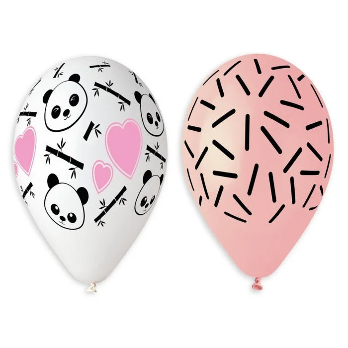 Balony Panda i Serca, 13 cali/ 5 szt.