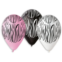 Balony PASKI z zebry, 12 cali 30 cm , 6 szt.