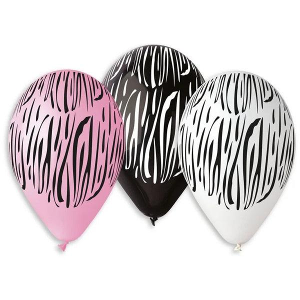 Balony PASKI z zebry, 12 cali 30 cm , 6 szt.