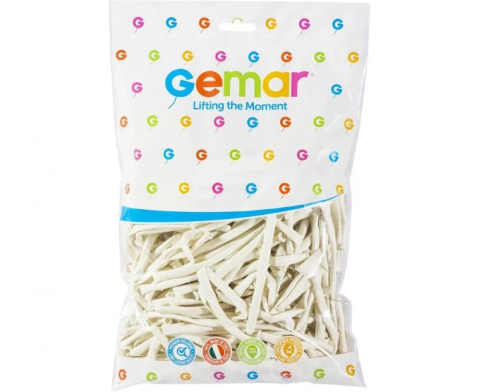 Balony pastelowe białe rurki (100 szt.) - Balloons