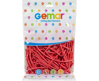 Balony pastelowe malinowa czerwień do modeliny – rurki 2,5 cm (100 szt.) - Balloons