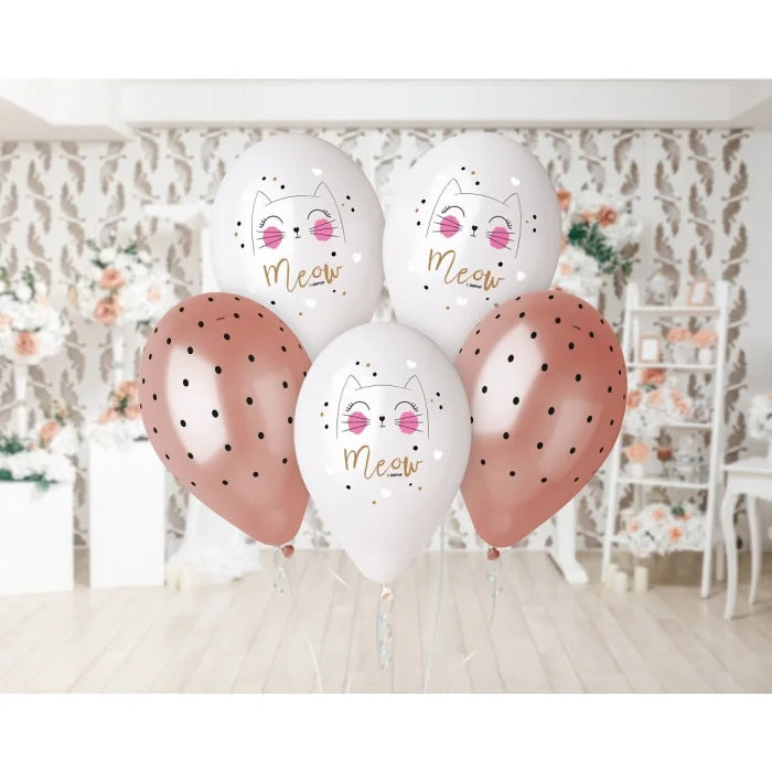 Balony Premium Hel "Kotek", 33 cm 13 cali , 5 szt.