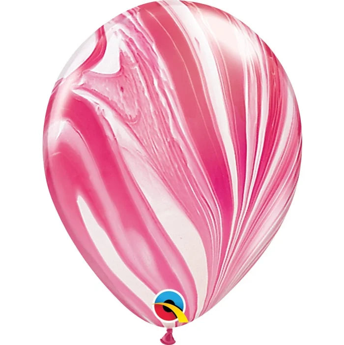 Balony QL 11 cali, pastelowe agat czerwono- białe