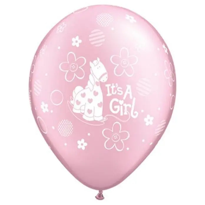 Balony QL 11 cali z nadr. It is a GIRL, metaliczne różowe