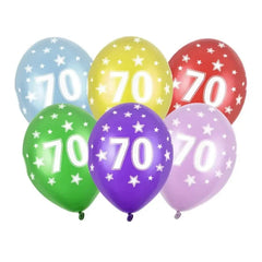 Balony 30cm, 70th Birthday, Metallic Mix