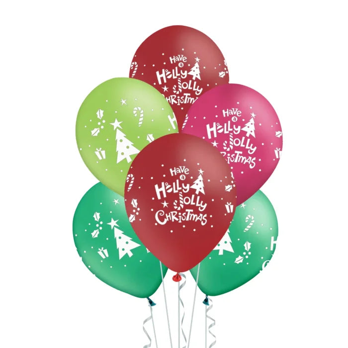 Balony Świąteczne ’Have a Holly Jolly Christmas’ – 12 cali 6 szt. (mix kolorów) - Balloons