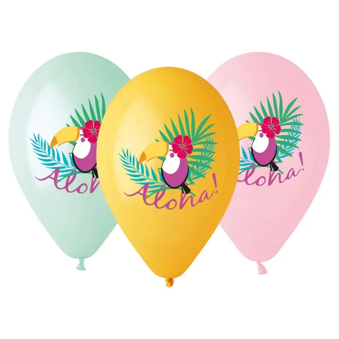 Balony "Tukan - Aloha!", 33 cm 13 cali , 5 szt.