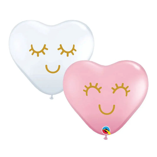 Balony z nadr. EYELASHES, pastel białe i różowe 11"ql