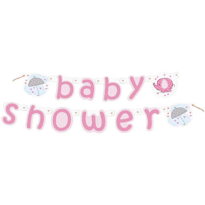 Baner "Baby Shower - Słonik", Różowy, 2,74 m