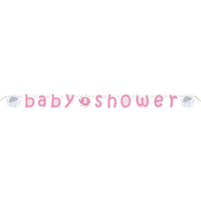 Baner "Baby Shower - Słonik", Różowy, 2,74 m