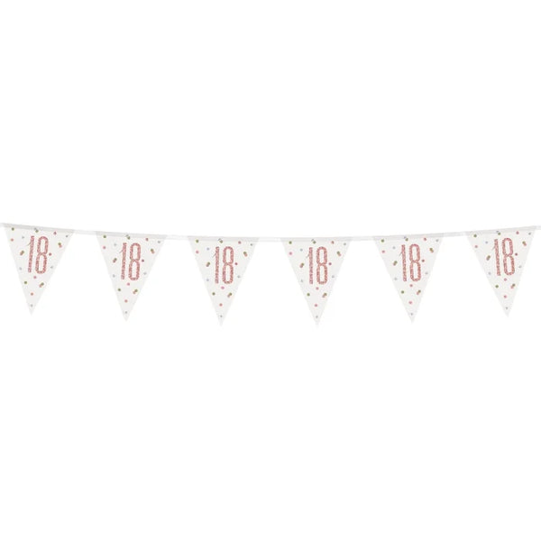 Baner Glitz 18 Urodziny – Różowo-Złoty, 274 cm z Flagami