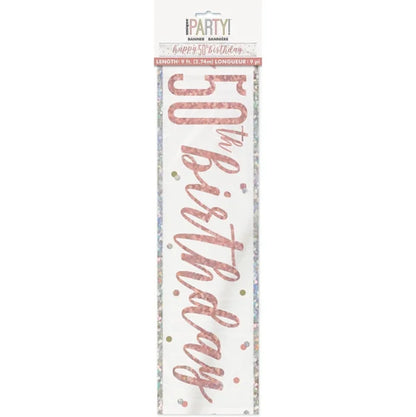 Baner Glitz 50, różowo-złoty, 274 cm