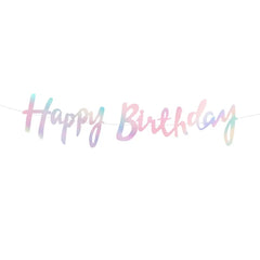 Baner Happy Birthday holograficzny – 110 cm - Party Decorations
