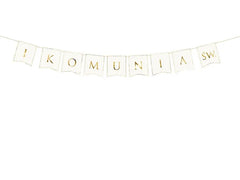 Baner „I Komunia Św.” – 15x133 cm Złoty Sznurek