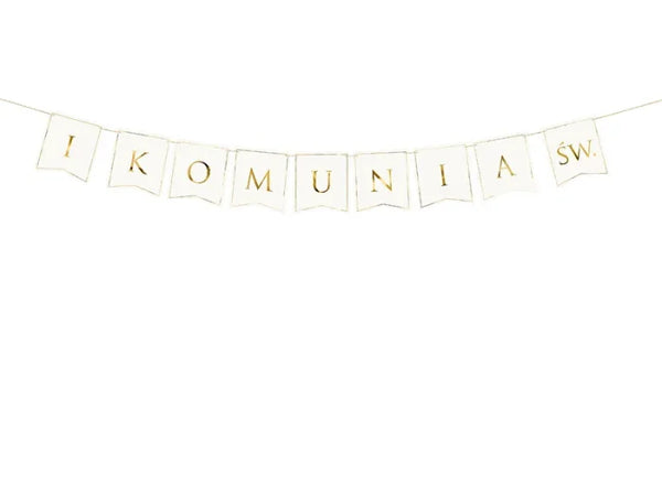 Baner „I Komunia Św.” – 15x133 cm Złoty Sznurek