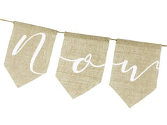 Baner „Nowożeńcy” z juty – dekoracja ślubna 23 × 155 cm - Party Supplies