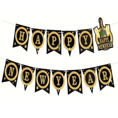 Baner papierowy „Happy New Year – Glamour” 200 cm - Party Decorations
