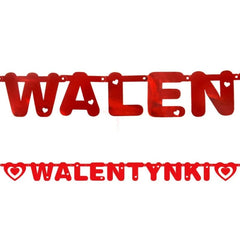 Baner "Walentynki" – czerwony, 12 x 160 cm