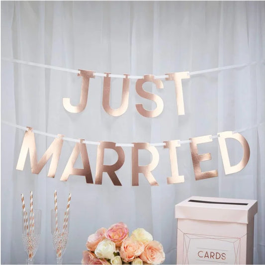 Baner z napisem Geo Blush - Just Married, 1.5m