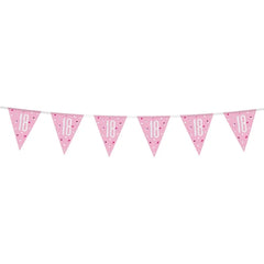 Banner Glitz 18 Urodziny – Różowy, 274 cm z Flagami