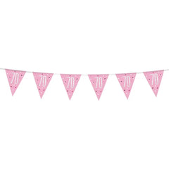 Banner Glitz 70 Urodziny – Różowy, 274 cm z Flagami