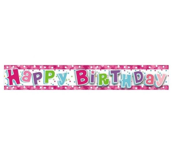 Banner ’Happy Birthday’ - Różowy Holograficzny – 1,8 m