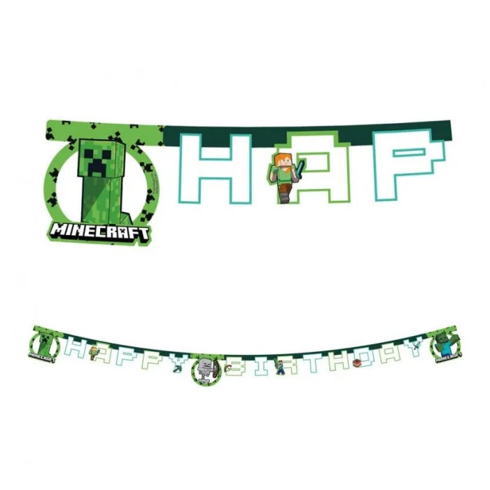 Banner Minecraft - Happy Birthday