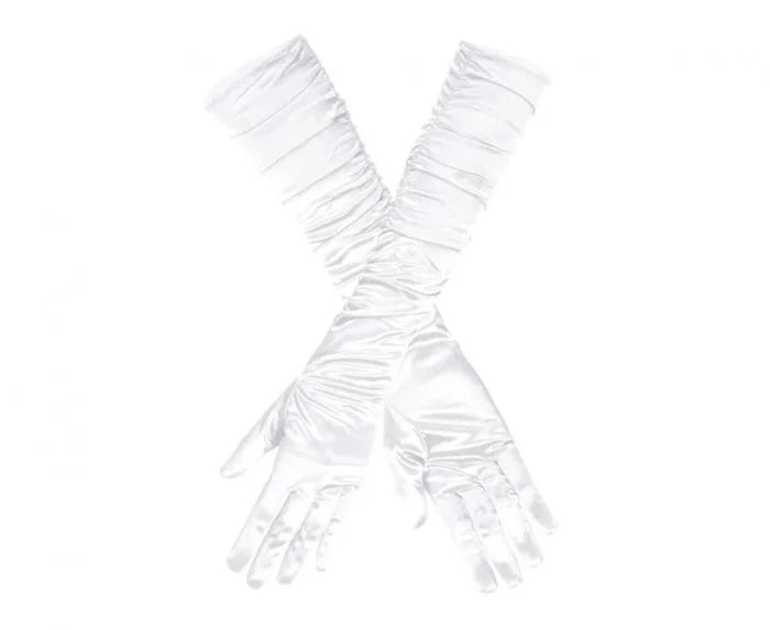 Białe długie rękawiczki „Hollywood” – elegancja i szyk!