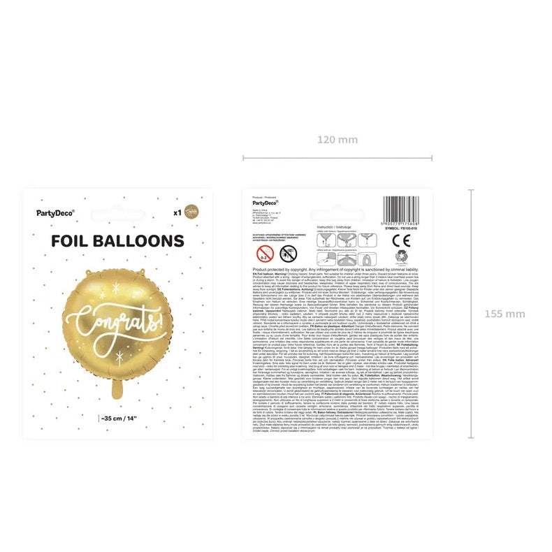 Balon Foliowy "Congrats!" – Złoty, 45 cm