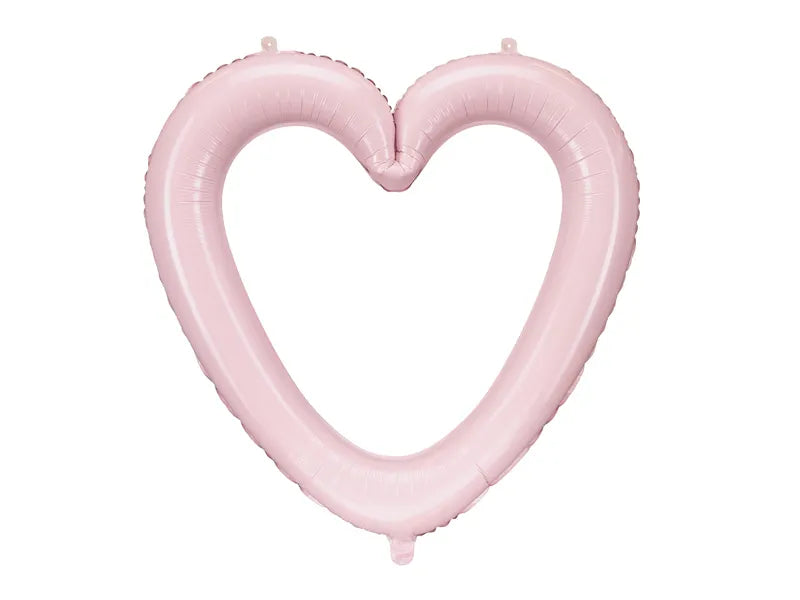 Balon foliowy Serce ramka, 86x83.5 cm,jasny różowy