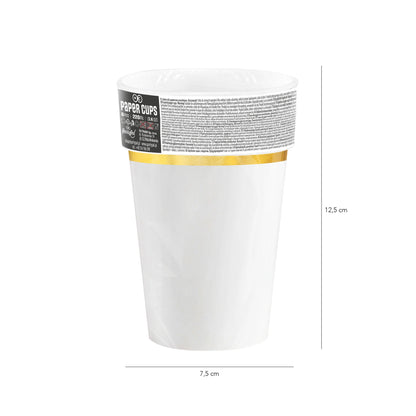 Kubeczki papierowe biało-złote Classic Gold 220 ml – 6 szt.