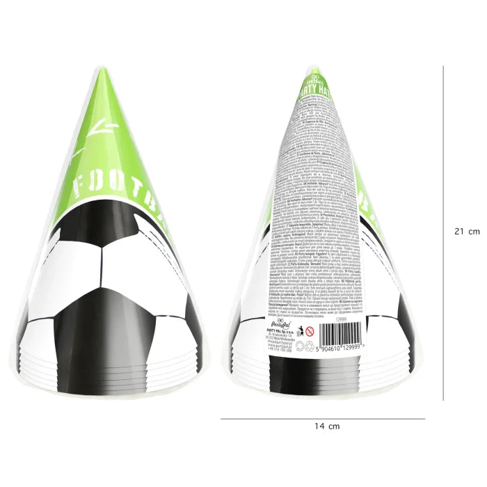 Czapeczki imprezowe Football – 16 × 10 cm 6 szt. - Party Hats