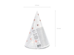 Czapeczki „Kropki” – Białe z Różowym Złotem 16 cm