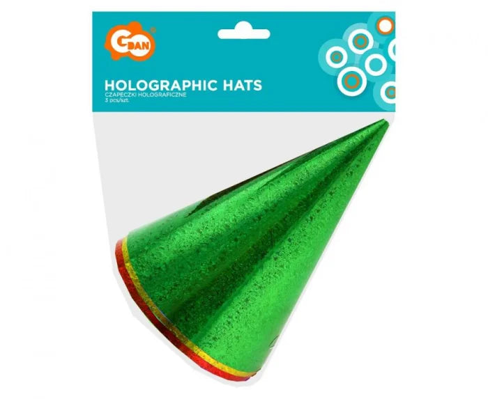 Czapeczki Papierowe Kolorowe Holograficzne 3 szt.