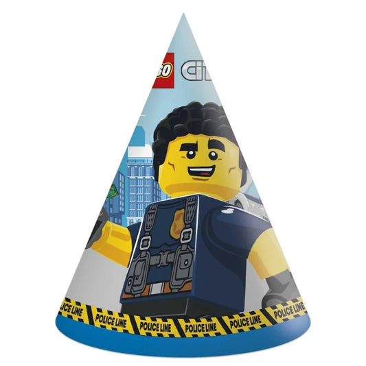 Czapeczki papierowe LEGO CITY – 6 sztuk, uniwersalny rozmiar