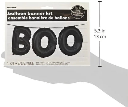 Czarny baner z balonów foliowych „BOO” 14” (35cm) - Balloons