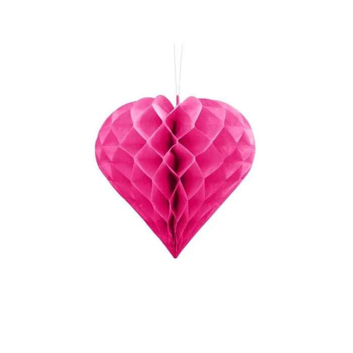 Dekoracja bibułowa ’Honeycomb’ – Serce ciemnoróżowe 20 cm