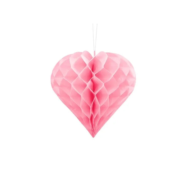 Dekoracja bibułowa ’Honeycomb’ – Serce jasnoróżowe 20 cm