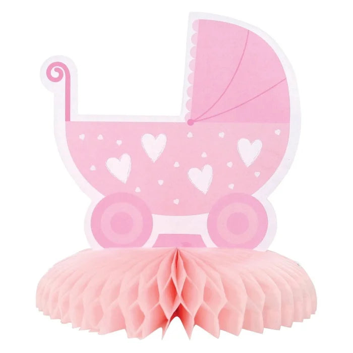 Dekoracja na stół WÓZEK, papierowa, baby shower - 16 cm