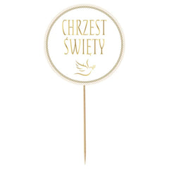 Dekoracja Papierowa na Tort "Chrzest Święty" – Gołąbek, 24 cm – 1 Sztuka